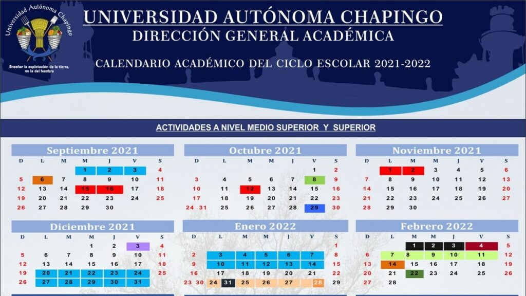 Calendario escolar 2021-2022 Universidad Autónoma Chapingo Foto: Especial