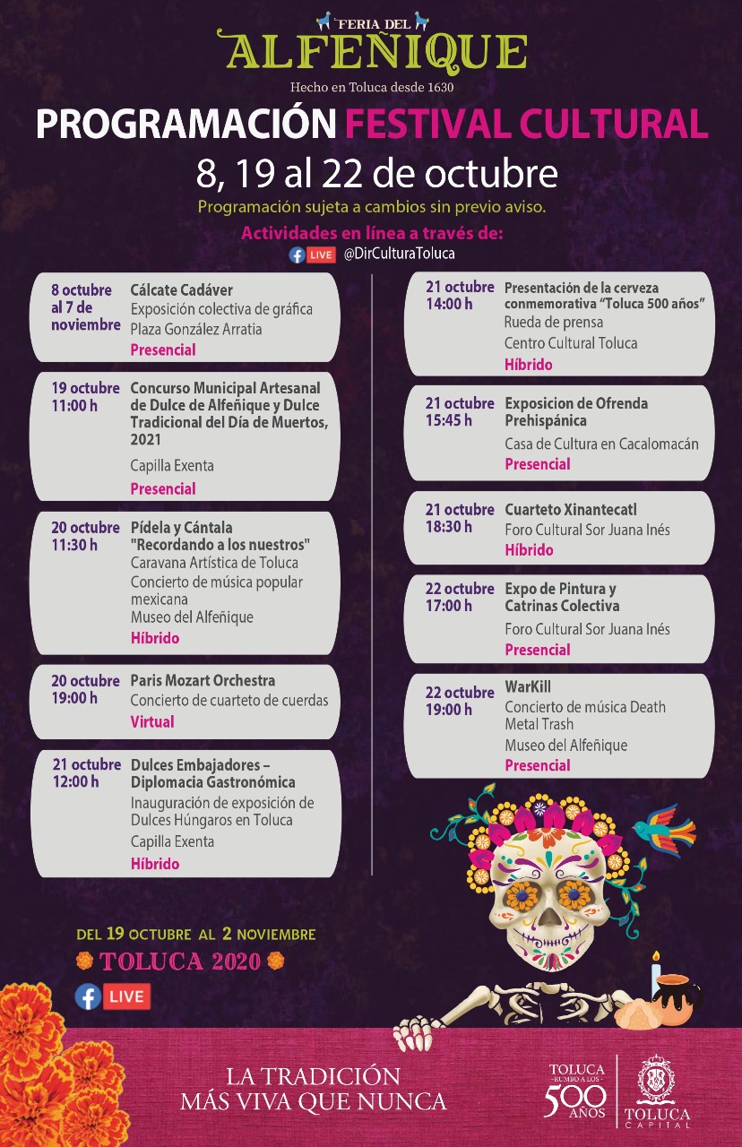 Programación de la Festival de Alfeñique Toluca 2021