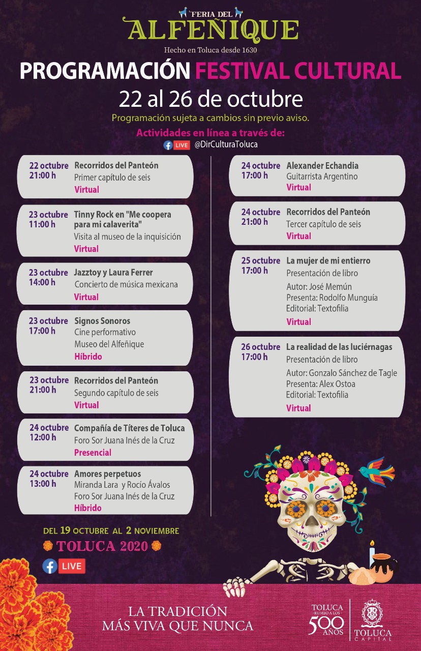 Programación de la Festival de Alfeñique Toluca 2021