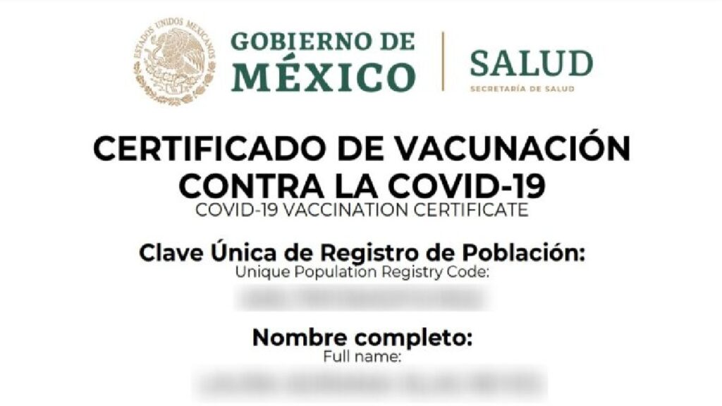 Certificado de vacunación Covid Estado de México Foto: Especial
