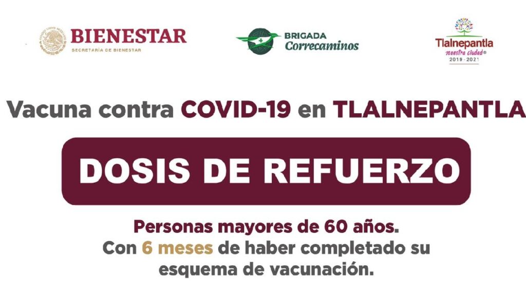 Sedes de vacunación Tlalnepantla tercera dosis para adultos mayores 60 años Foto: Especial