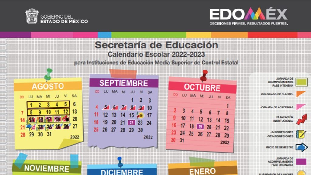 Calendario escolar media superior 2022 a 2023 Edomex. Descargarlo en PDF Foto: Especial